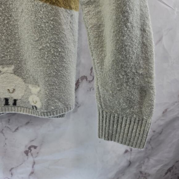 Woolrich Sweater Womens Medium Gray Wool Blend Sheep Lamb Crew Mountain - Picture 4 of 11